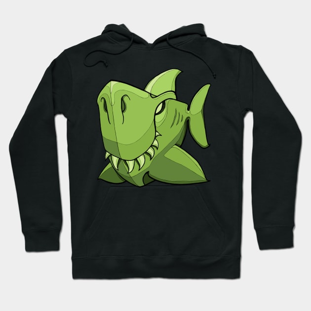 Shark - Green Hoodie by BigNoseArt